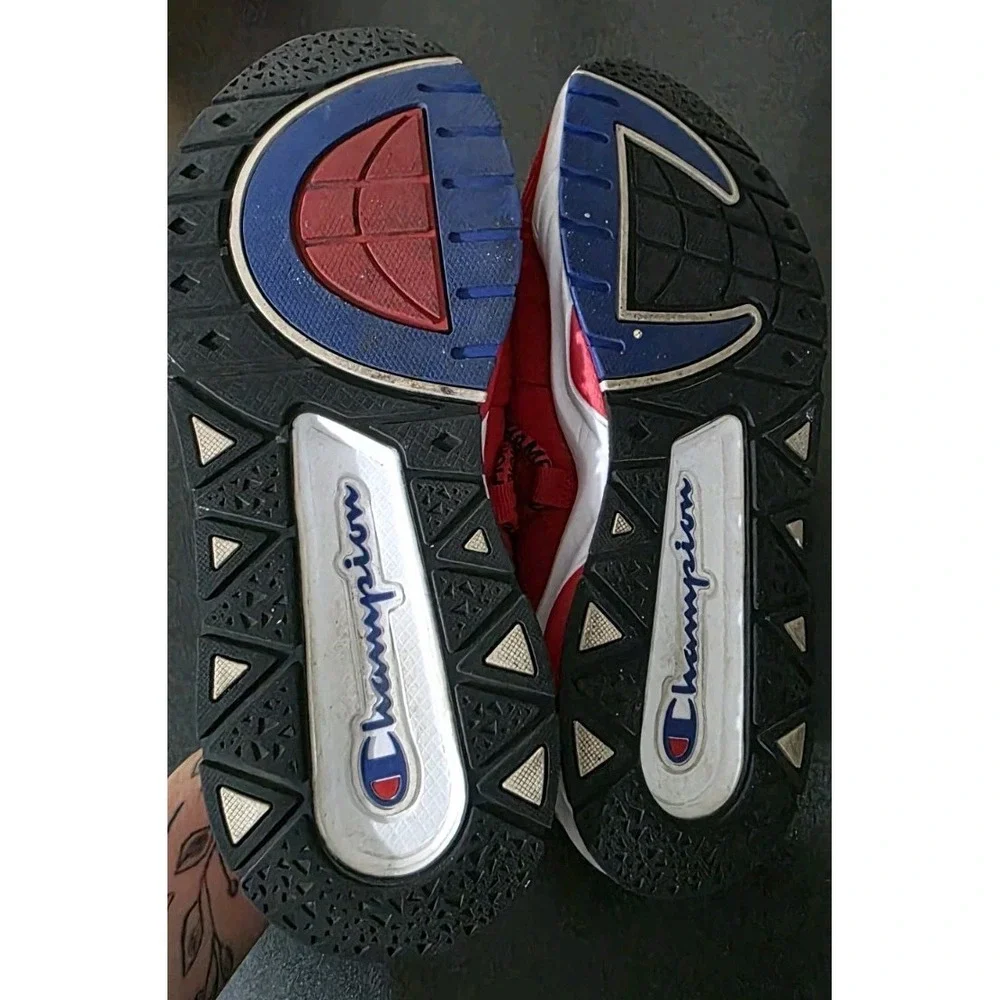 Champion 7 YOUTH W8 Rally‎ Hype Sport Tennis Shoe Red Sock Sneaker EUC